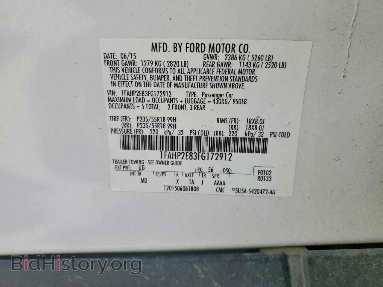 2015 FORD TAURUS - VIN: 1FAHP2E83FG172912 - Photo 12