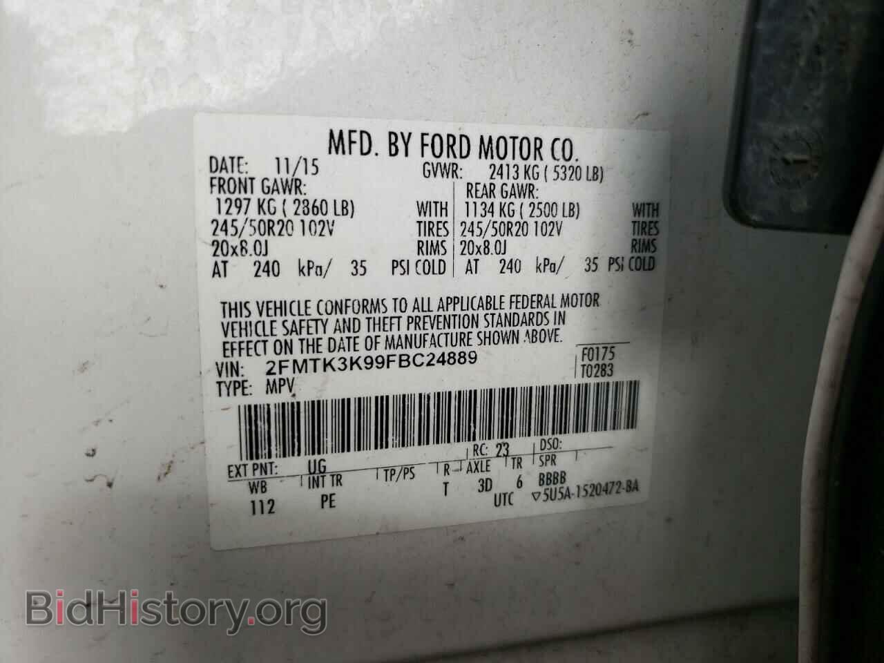 2015 FORD EDGE - VIN: 2FMTK3K99FBC24889 - Photo 10