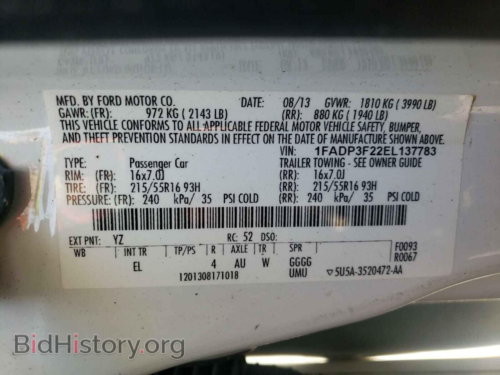 2014 FORD FOCUS - VIN: 1FADP3F22EL137783 - Фото 10