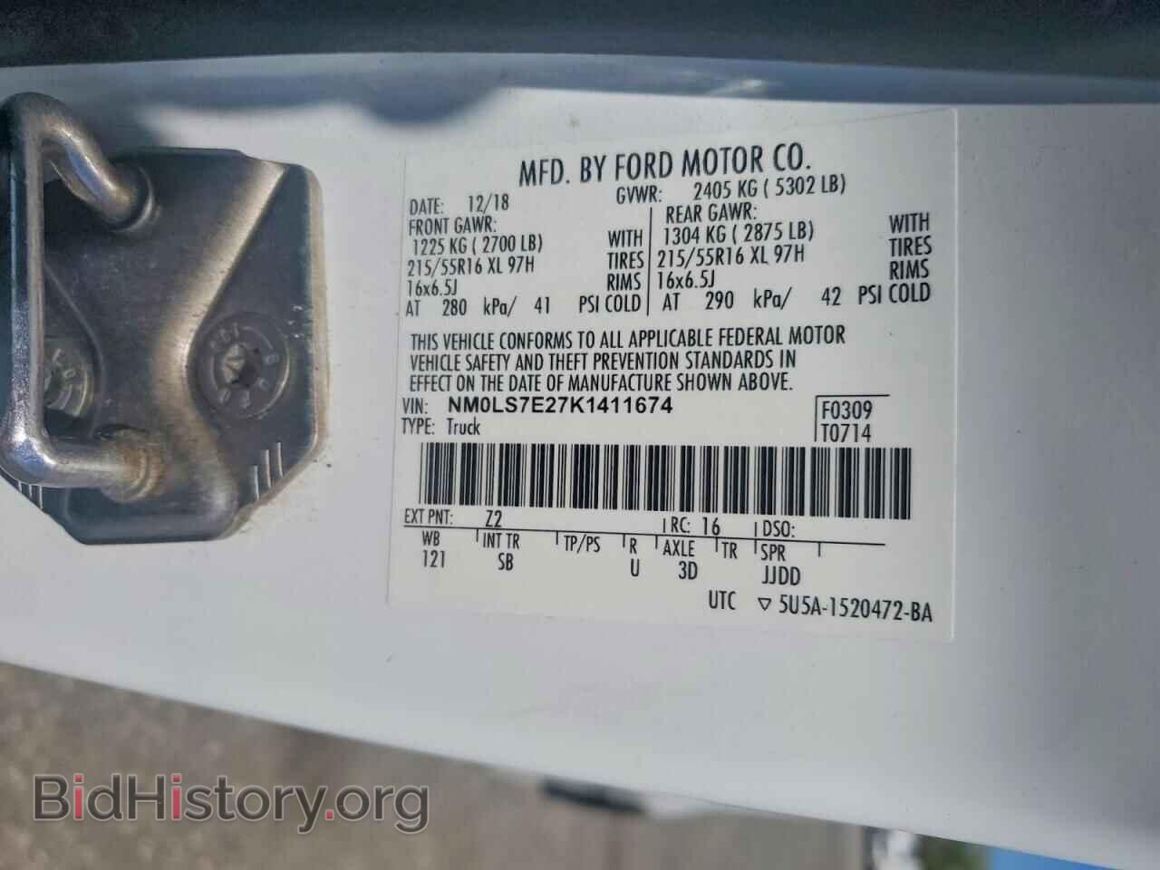2019 FORD TRANSIT - VIN: NM0LS7E27K1411674 - Фото 25