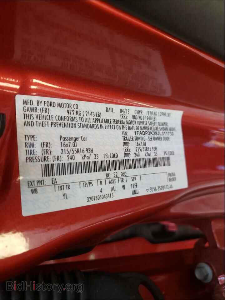 2018 FORD FOCUS - VIN: 1FADP3K28JL311730 - Фото 10