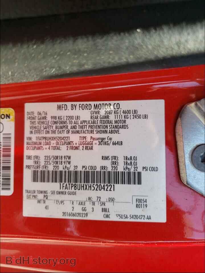 2017 FORD MUSTANG - VIN: 1FATP8UHXH5204221 - Фото 10