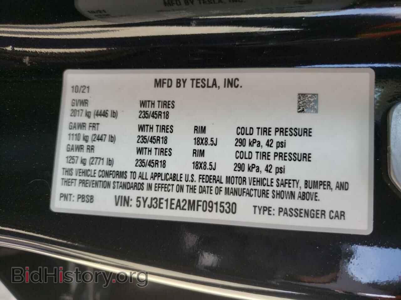 2021 TESLA MODEL 3 - VIN: 5YJ3E1EA2MF091530 - Photo 10