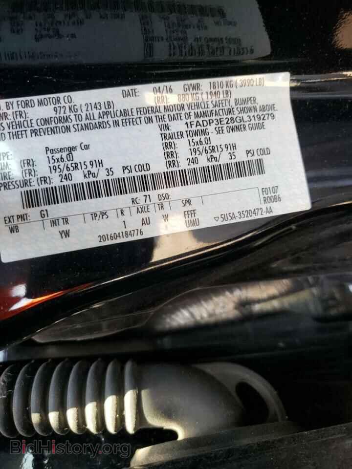 2016 FORD FOCUS - VIN: 1FADP3E28GL319279 - Фото 10