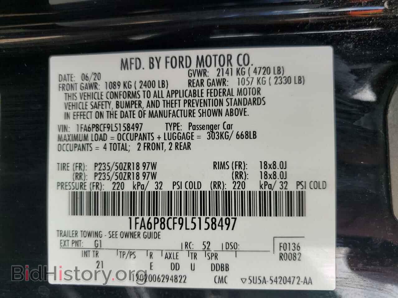 2020 FORD MUSTANG - VIN: 1FA6P8CF9L5158497 - Фото 13
