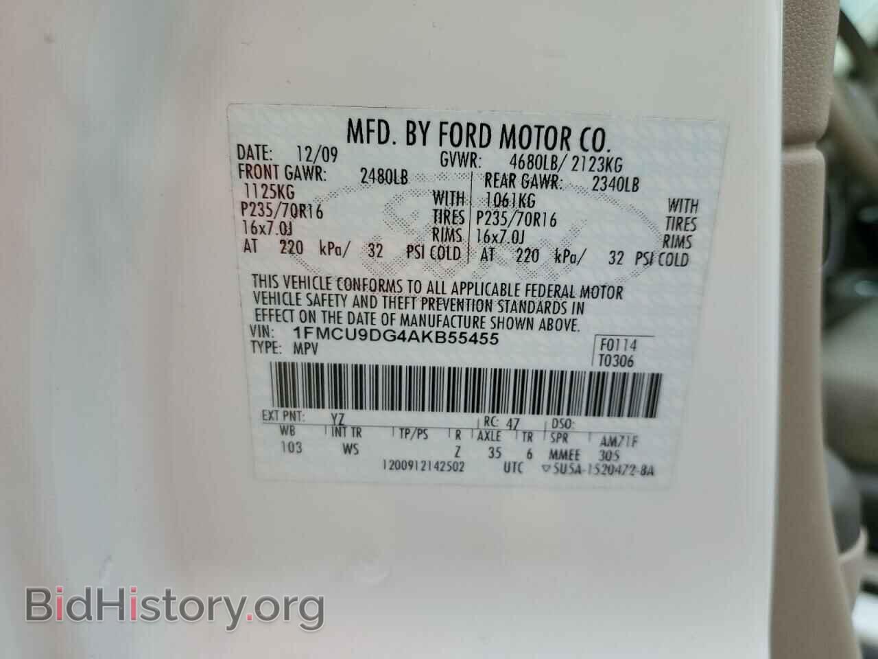 2010 FORD ESCAPE - VIN: 1FMCU9DG4AKB55455 - Фото 13
