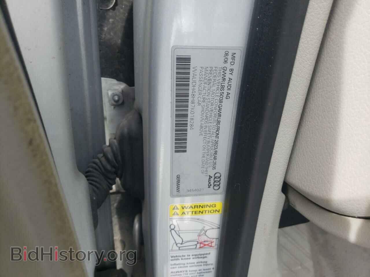2007 AUDI A4 - VIN: WAUDH48H87K018284 - Фото 10