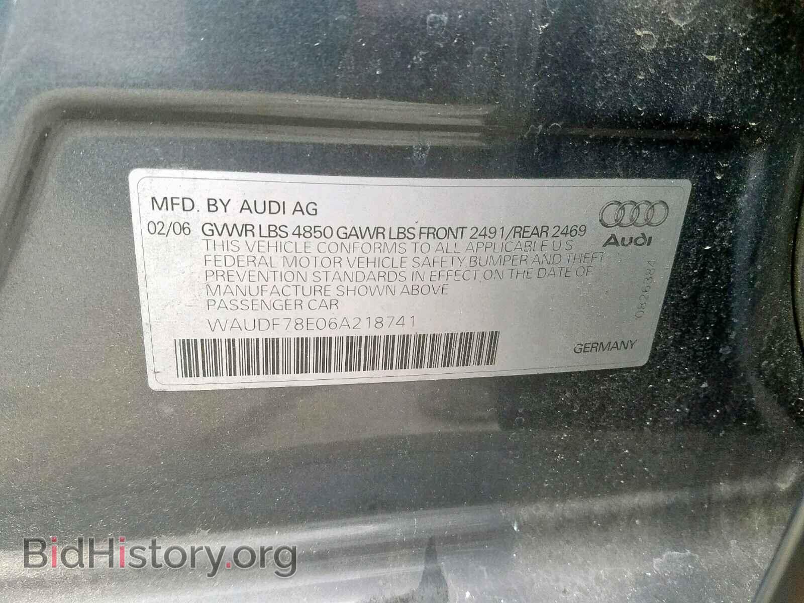 2006 AUDI A4 - VIN: WAUDF78E06A218741 - Фото 10
