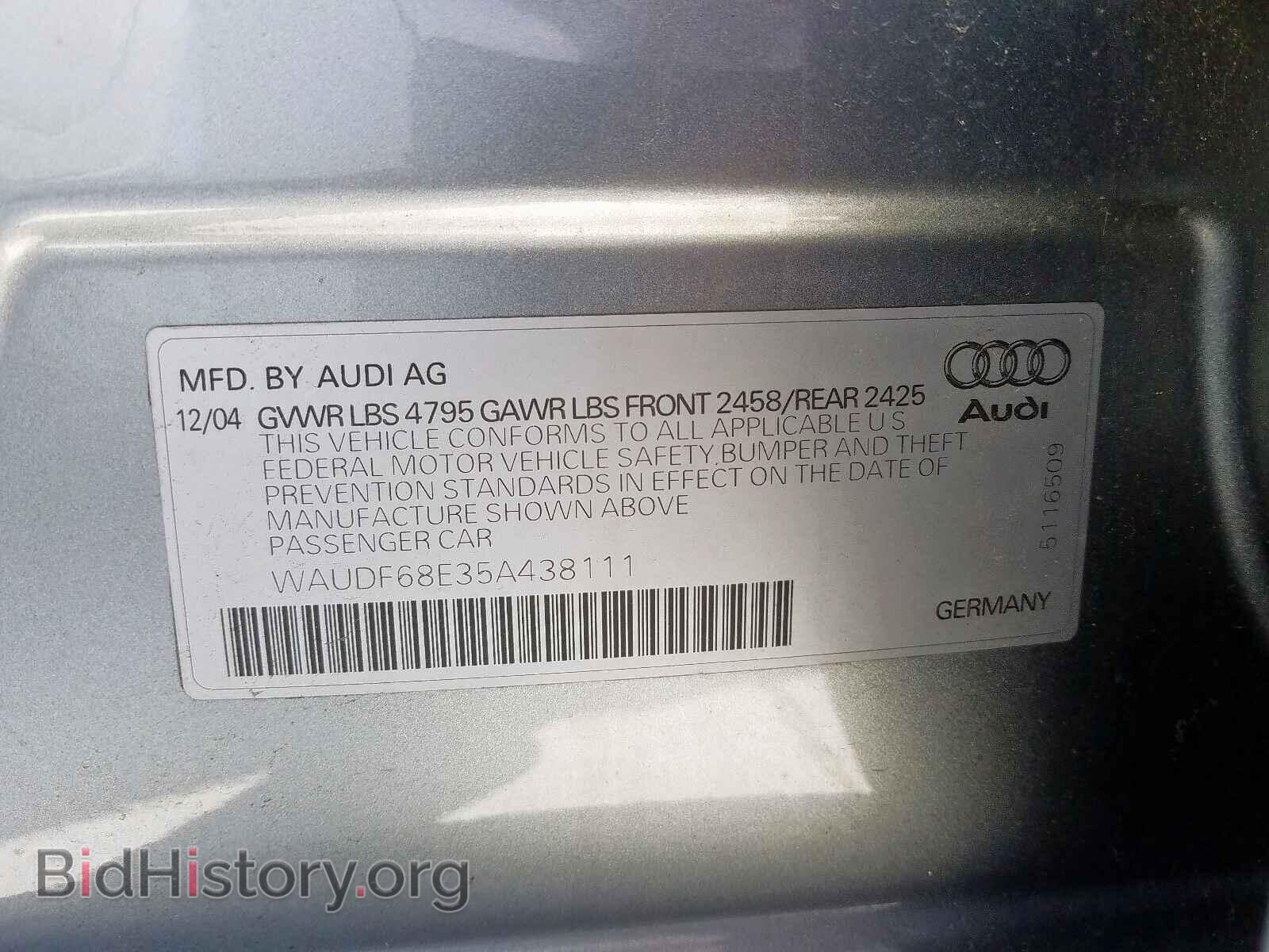 2005 AUDI A4 - VIN: WAUDF68E35A438111 - Photo 10