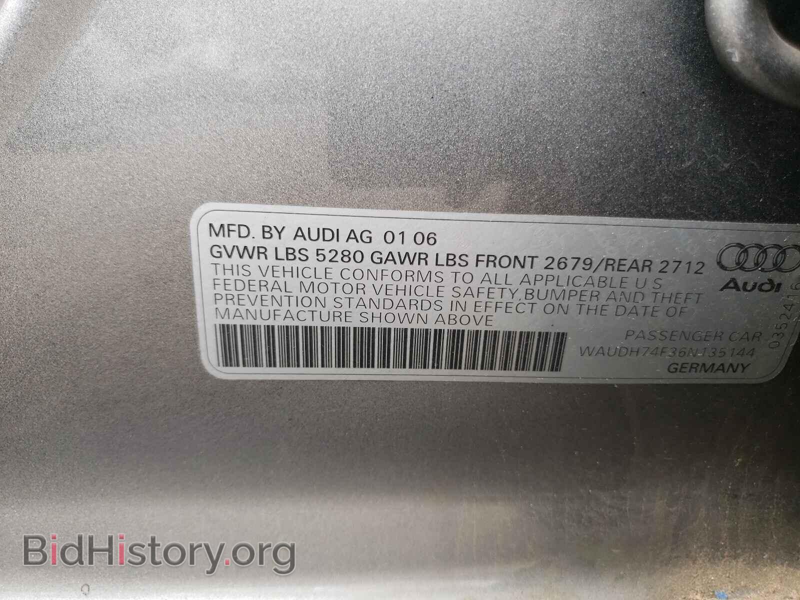 2006 AUDI A6 - VIN: WAUDH74F36N135144 - Фото 10