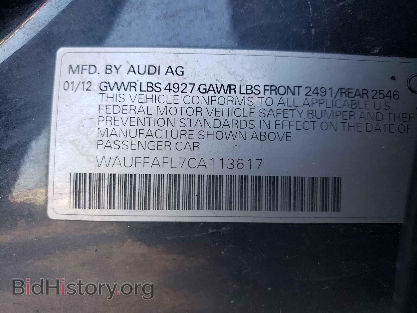 2012 AUDI A4 - VIN: WAUFFAFL7CA113617 - Фото 10