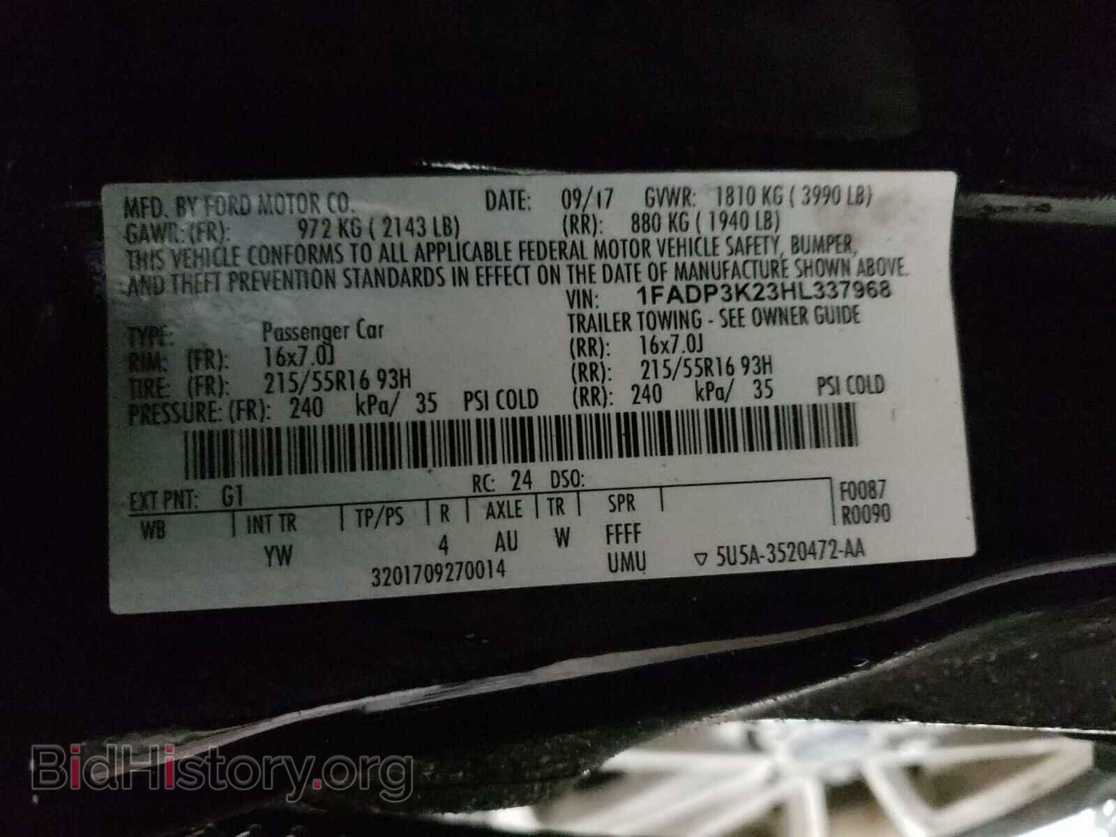 2017 FORD FOCUS - VIN: 1FADP3K23HL337968 - Фото 10