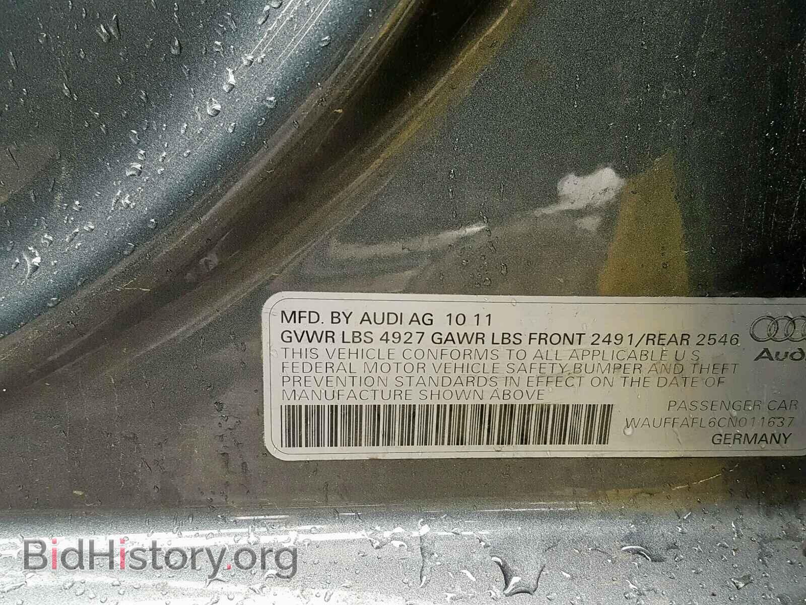 2012 AUDI A4 - VIN: WAUFFAFL6CN011637 - Фото 10
