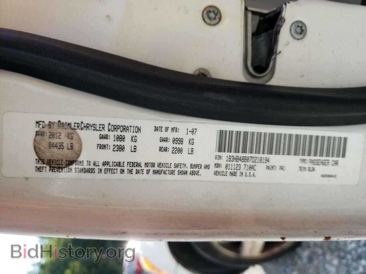 2007 DODGE CALIBER - VIN: 1B3HB48B07D218194 - Фото 10
