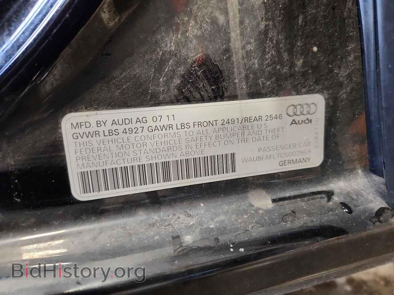 2012 AUDI A4 - VIN: WAUBFAFL7CN002959 - Фото 12