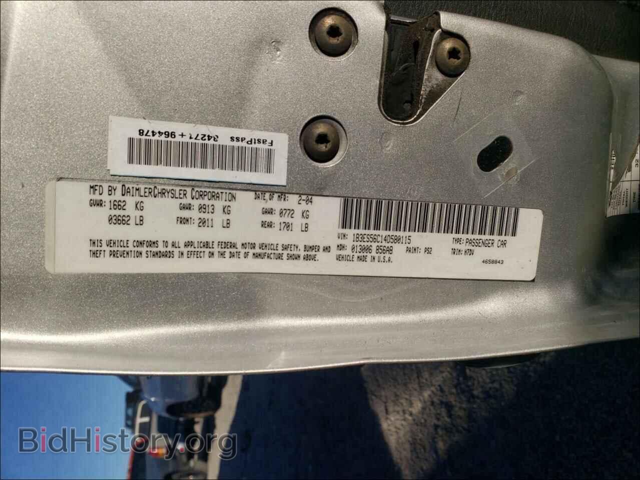 2004 DODGE NEON - VIN: 1B3ES56C14D580115 - Фото 10
