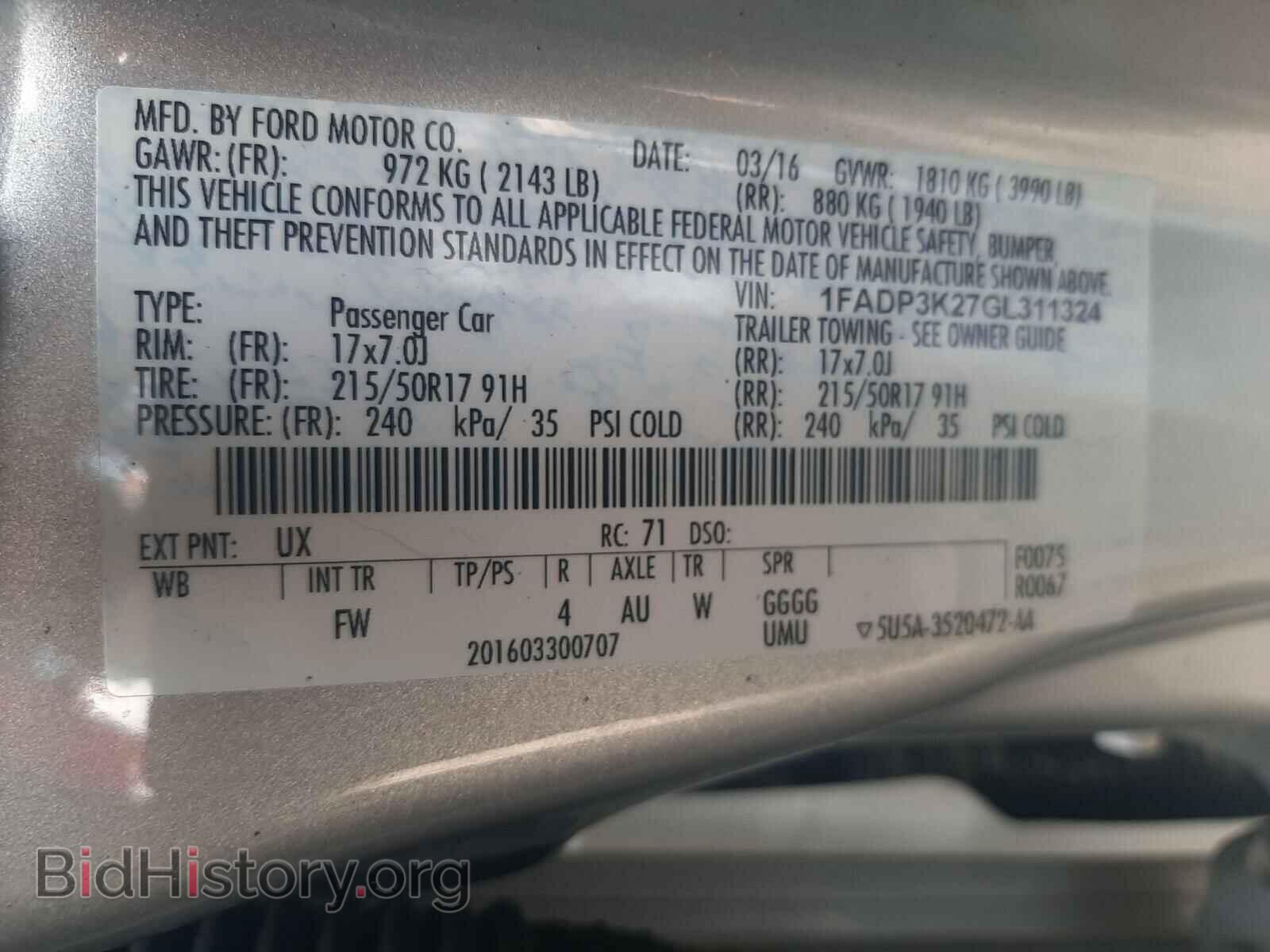 2016 FORD FOCUS - VIN: 1FADP3K27GL311324 - Фото 10