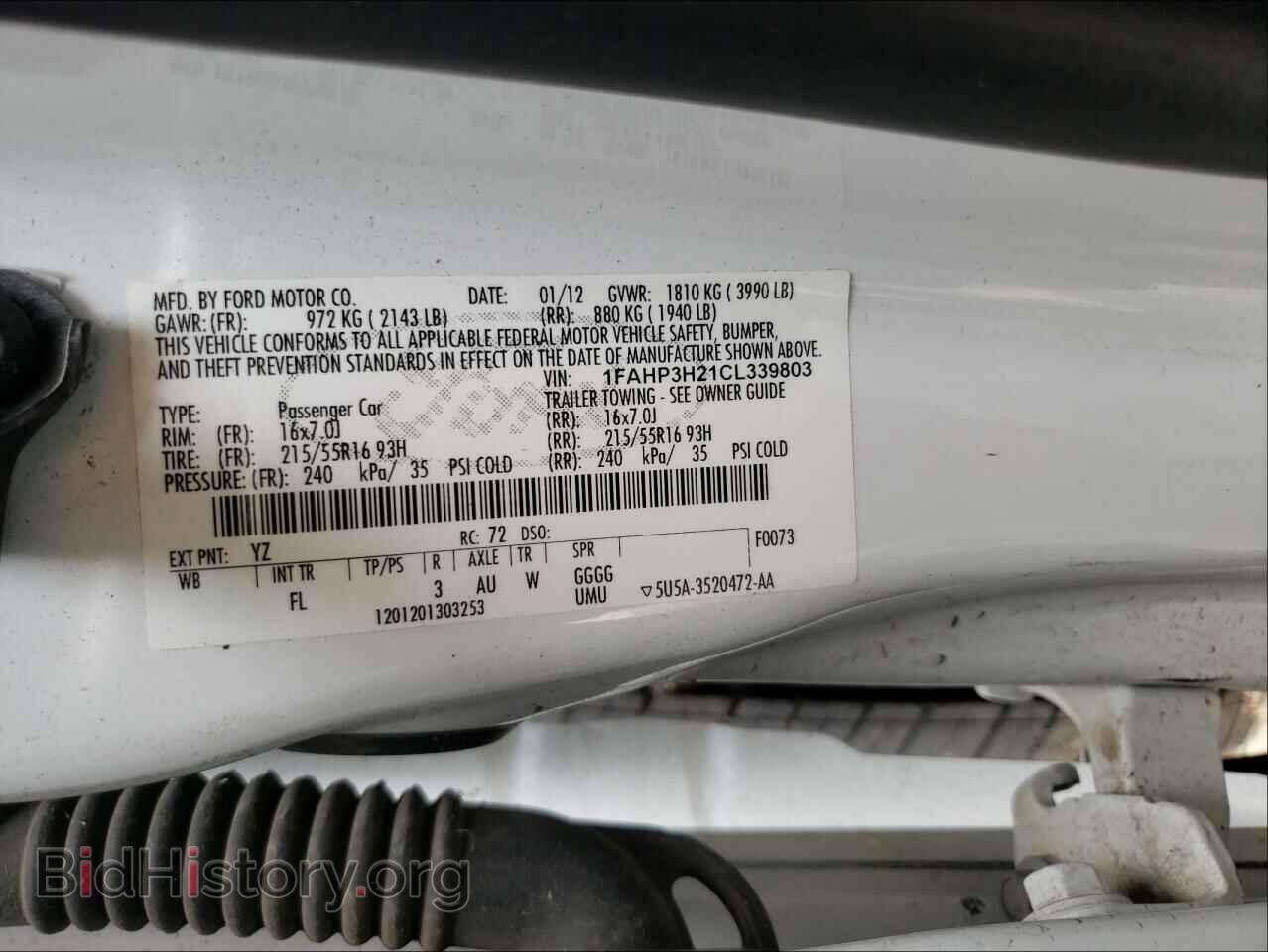 2012 FORD FOCUS - VIN: 1FAHP3H21CL339803 - Фото 10
