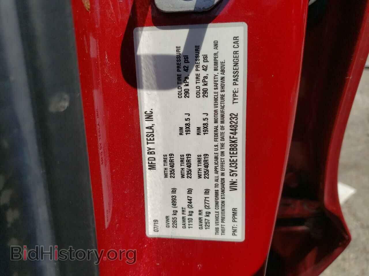 2019 TESLA MODEL 3 - VIN: 5YJ3E1EB8KF448232 - Photo 12