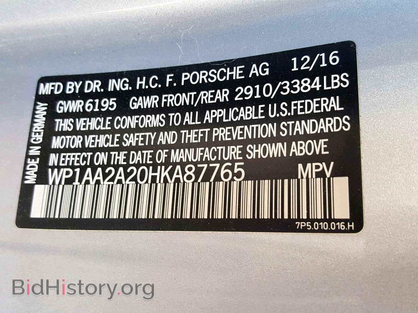 2017 PORSCHE CAYENNE - VIN: WP1AA2A20HKA87765 - Фото 10