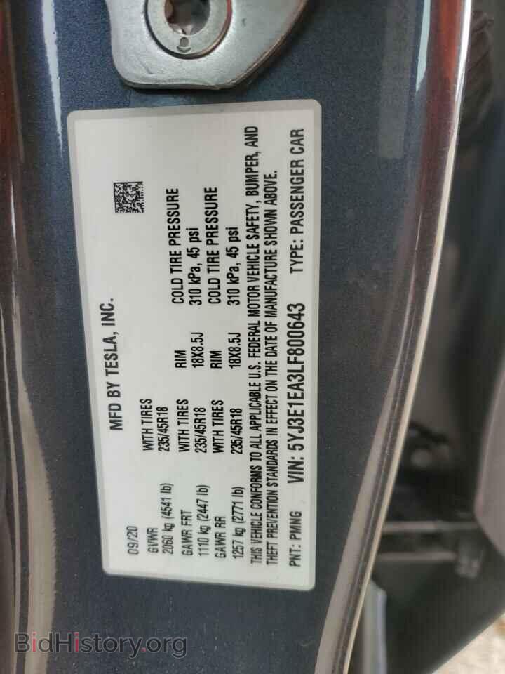 2020 TESLA MODEL 3 - VIN: 5YJ3E1EA3LF800643 - Photo 12