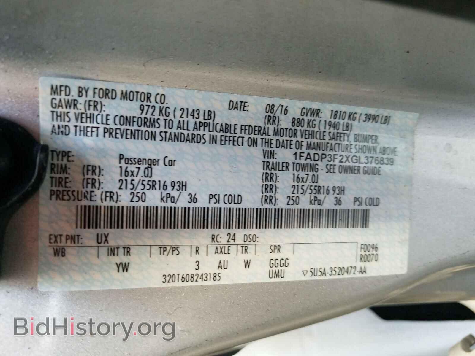 2016 FORD FOCUS - VIN: 1FADP3F2XGL376839 - Фото 10