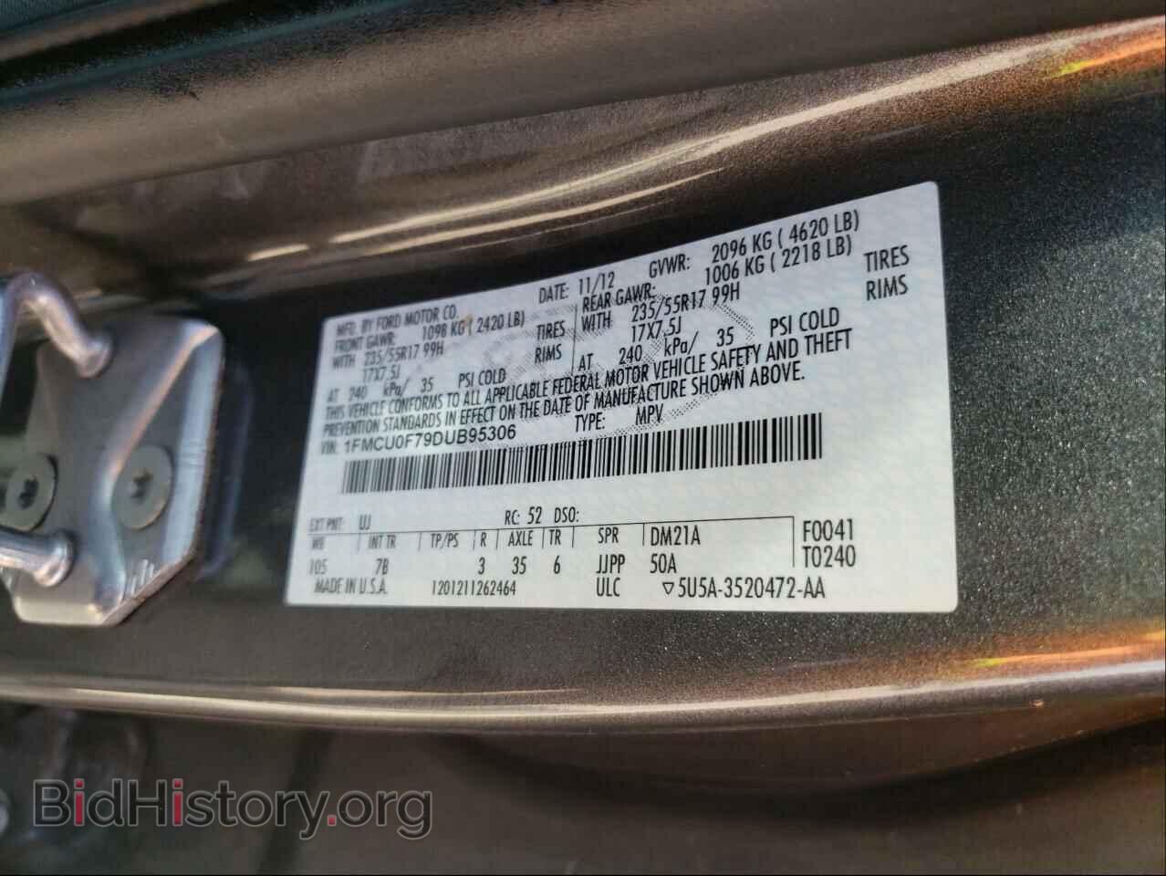 2013 FORD ESCAPE - VIN: 1FMCU0F79DUB95306 - Фото 10