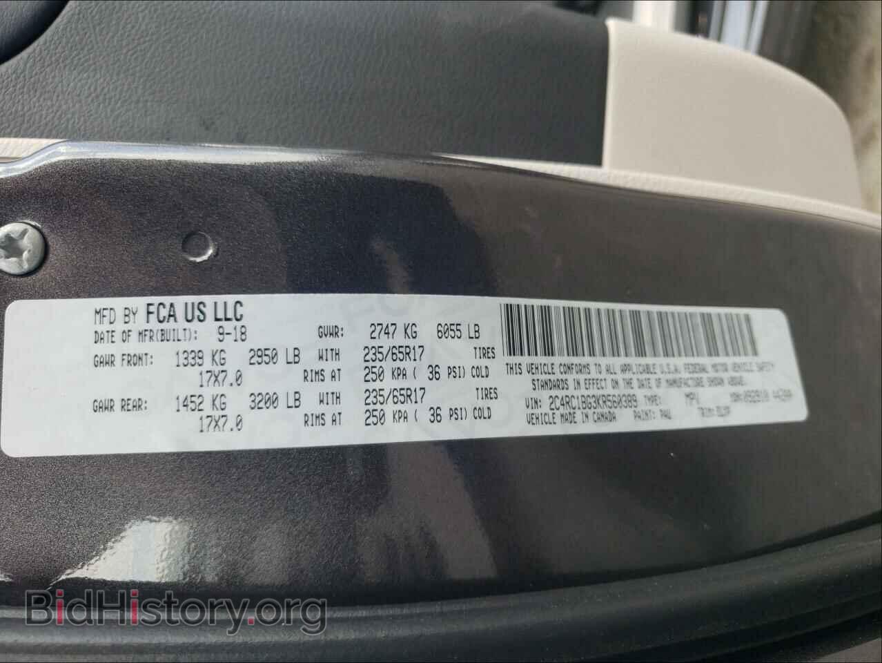 2019 CHRYSLER PACIFICA - VIN: 2C4RC1BG3KR560389 - Фото 10