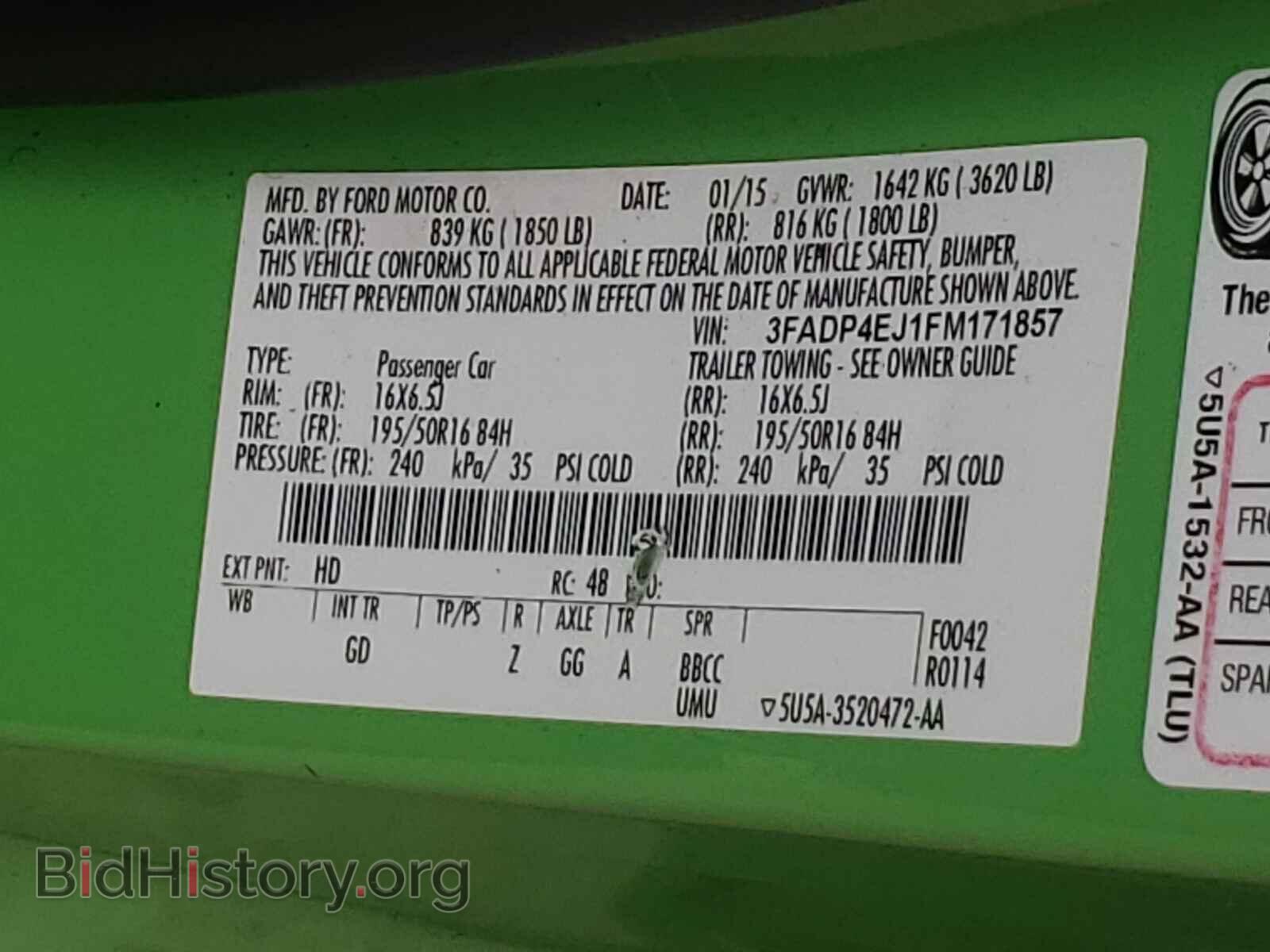 2015 FORD FIESTA - VIN: 3FADP4EJ1FM171857 - Фото 10