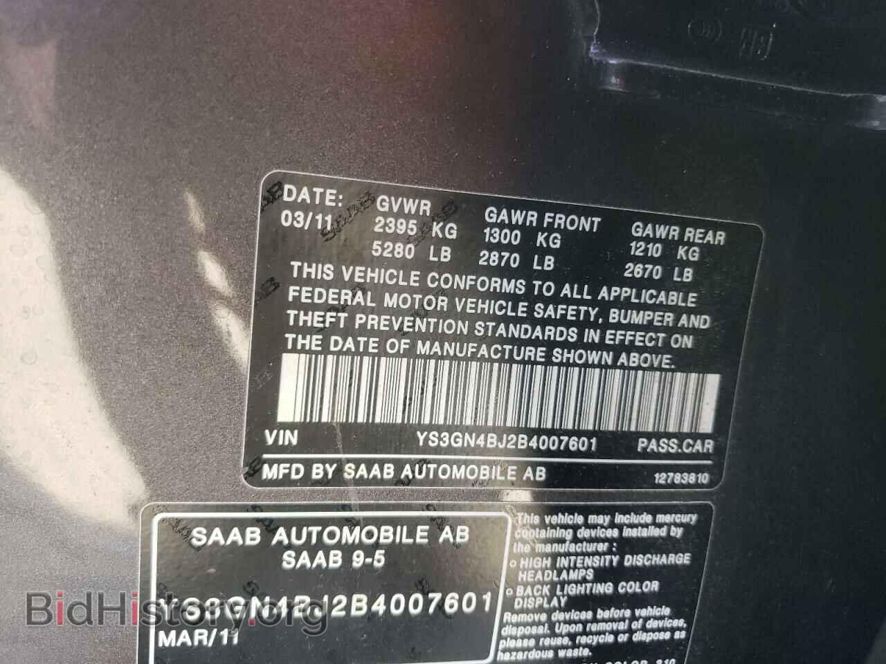 2011 SAAB 9 5 - VIN: YS3GN4BJ2B4007601 - Фото 12