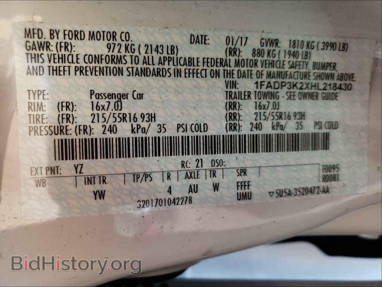 2017 FORD FOCUS - VIN: 1FADP3K2XHL218430 - Фото 10
