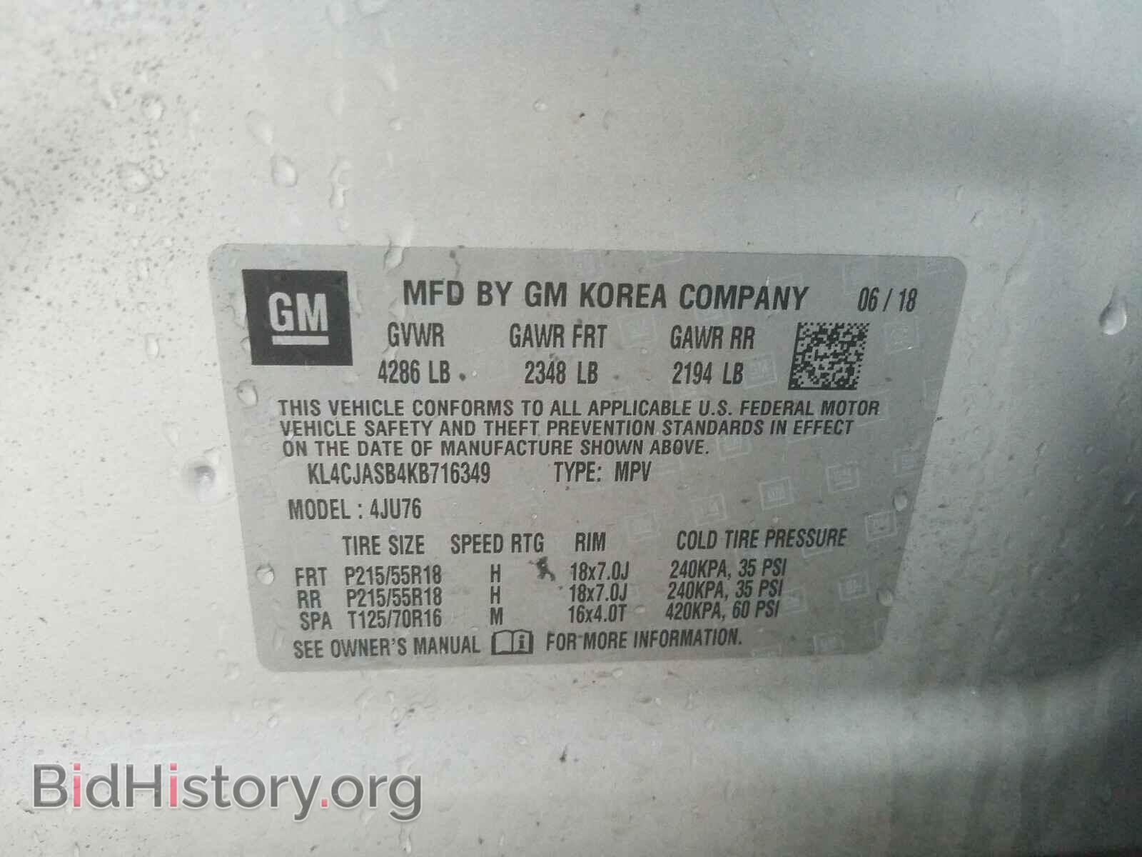 2019 BUICK ENCORE - VIN: KL4CJASB4KB716349 - Photo 10
