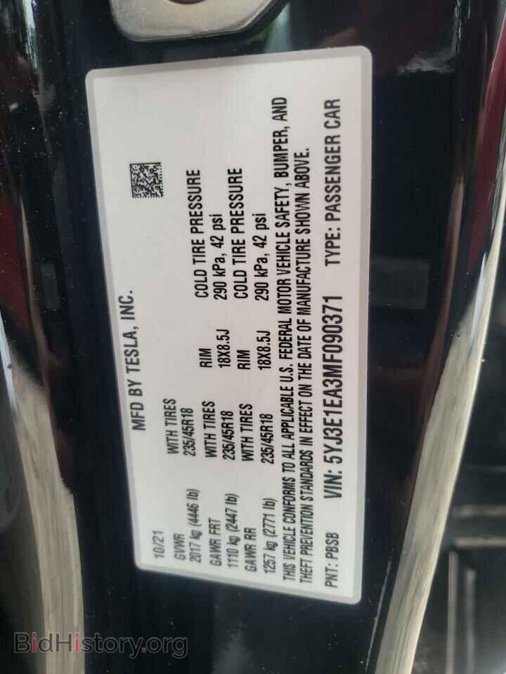 2021 TESLA MODEL 3 - VIN: 5YJ3E1EA3MF090371 - Photo 10
