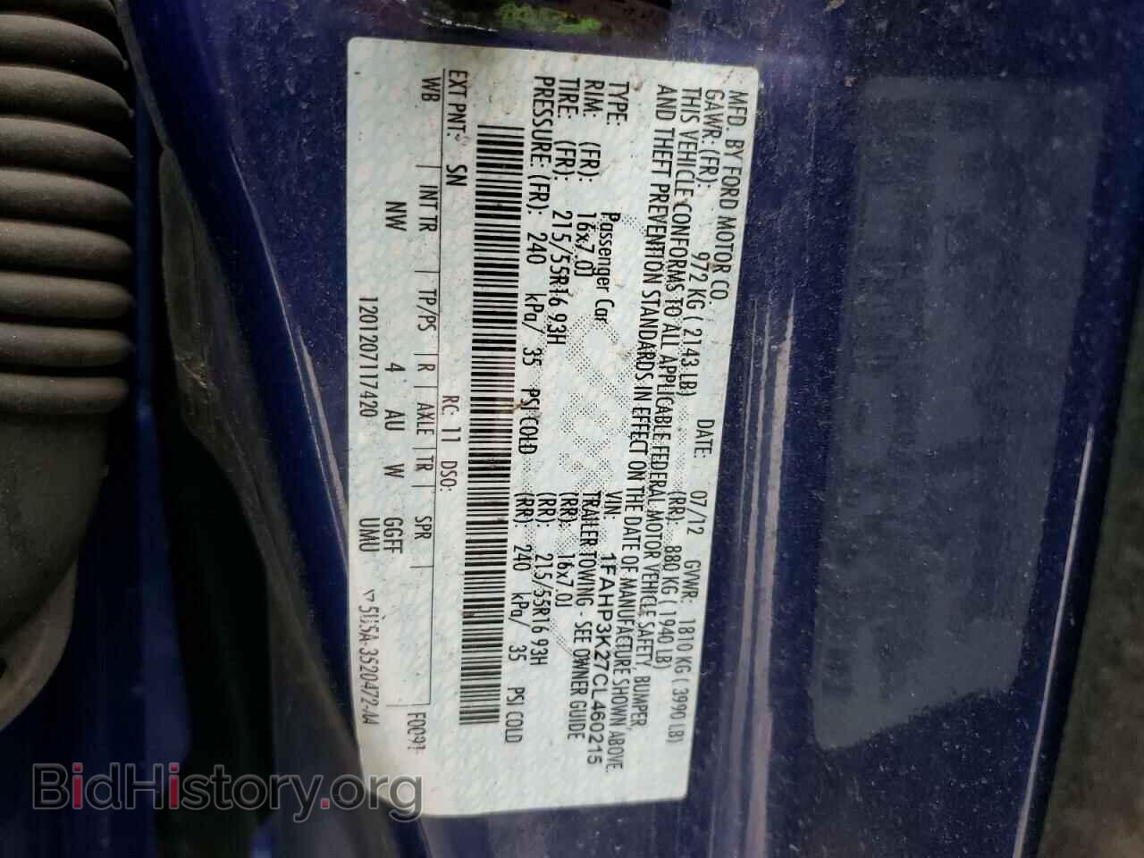2012 FORD FOCUS - VIN: 1FAHP3K27CL460215 - Фото 10