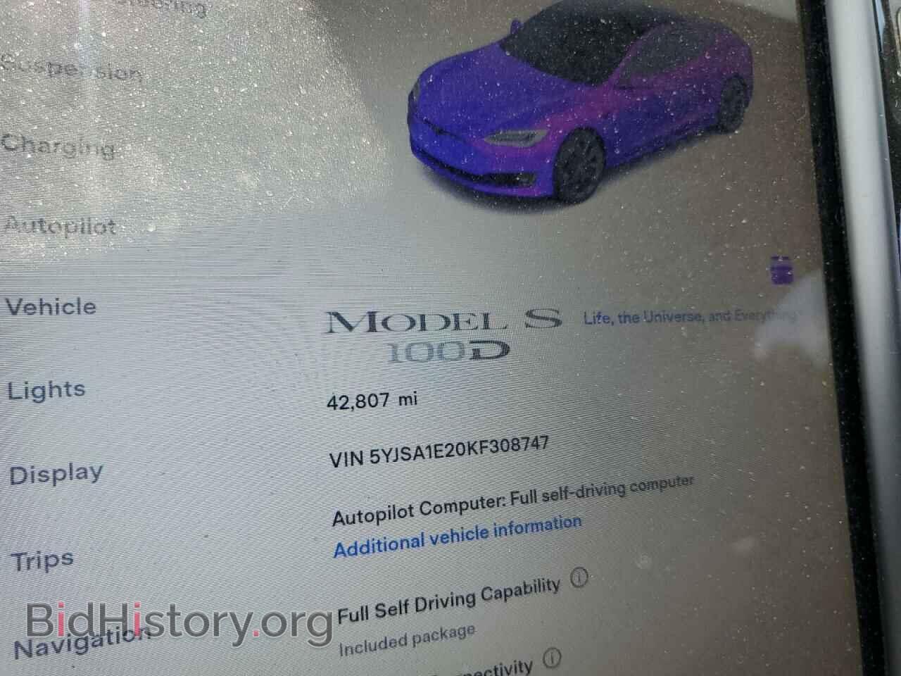 2019 TESLA MODEL S - VIN: 5YJSA1E20KF308747 - Фото 9