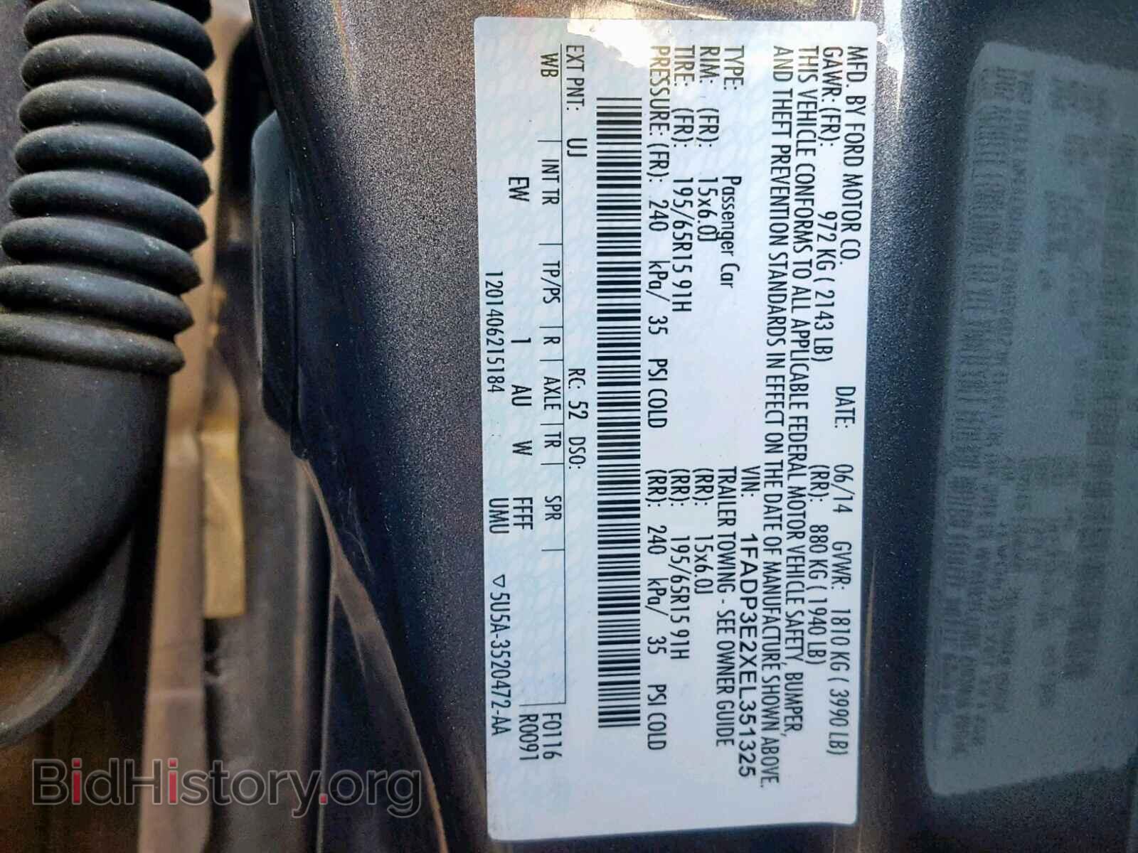 2014 FORD FOCUS - VIN: 1FADP3E2XEL351325 - Фото 10