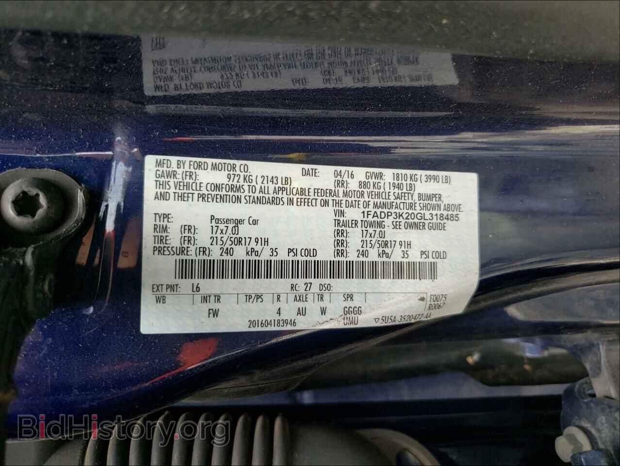 2016 FORD FOCUS - VIN: 1FADP3K20GL318485 - Фото 10