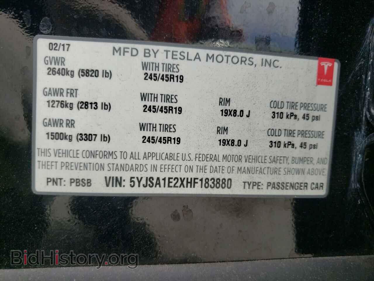 2017 TESLA MODEL S - VIN: 5YJSA1E2XHF183880 - Photo 10