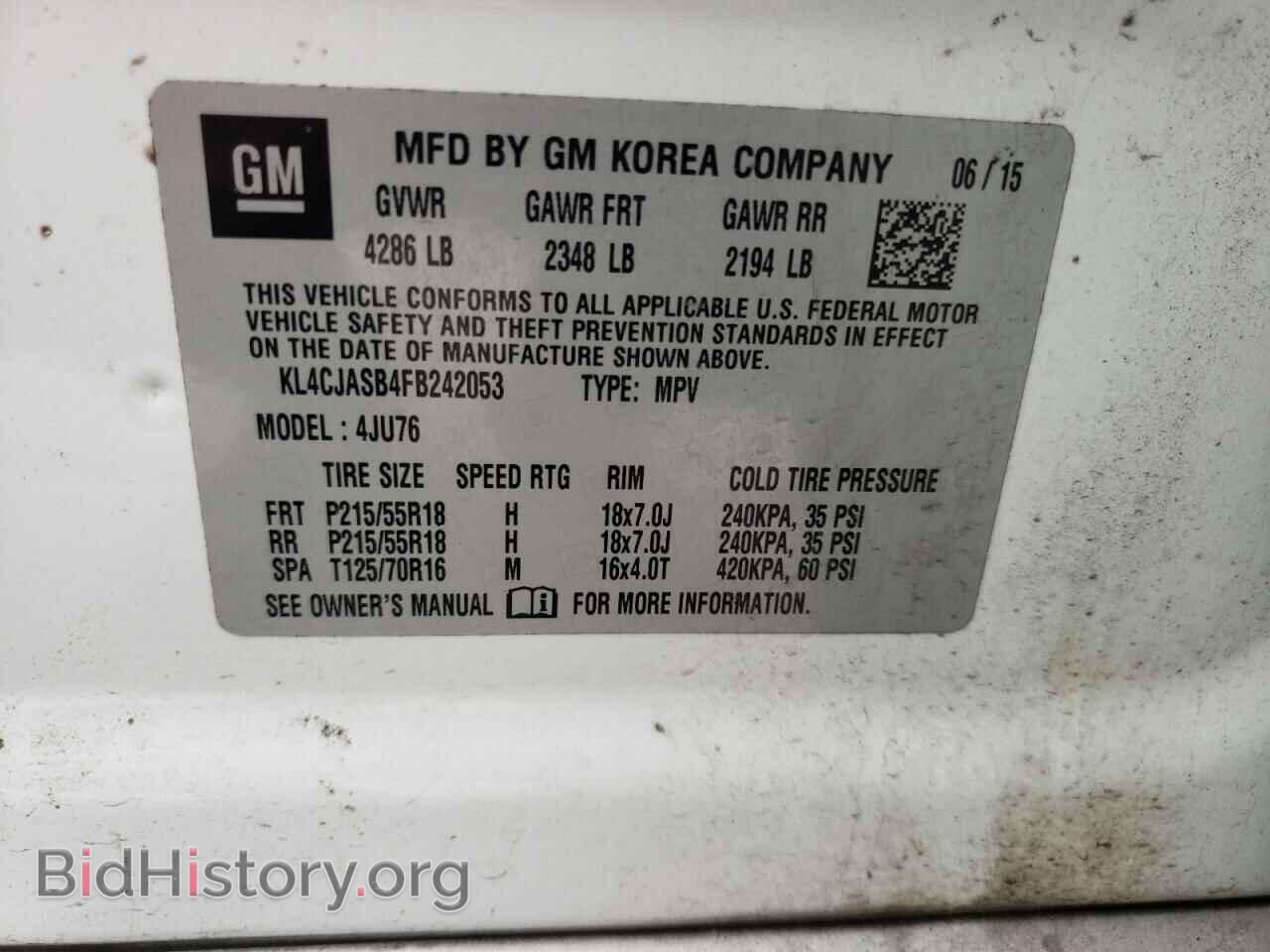 2015 BUICK ENCORE - VIN: KL4CJASB4FB242053 - Photo 10