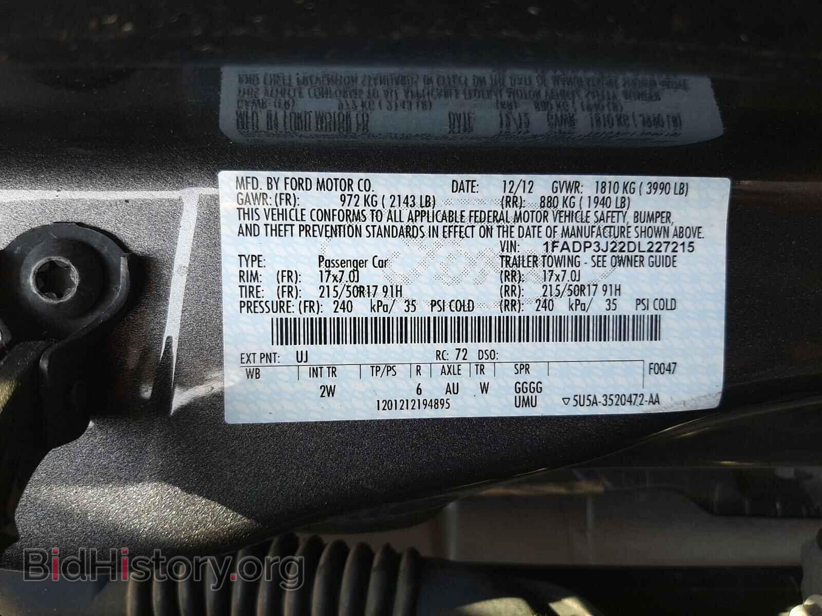 2013 FORD FOCUS - VIN: 1FADP3J22DL227215 - Фото 10
