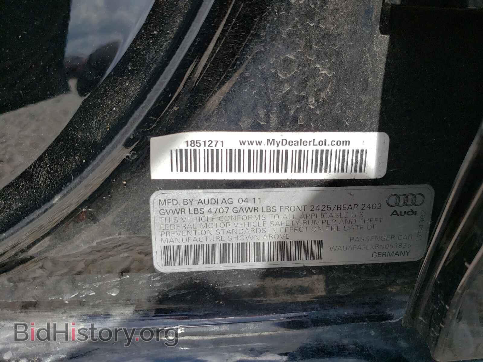 2011 AUDI A4 - VIN: WAUAFAFLXBN053835 - Фото 10