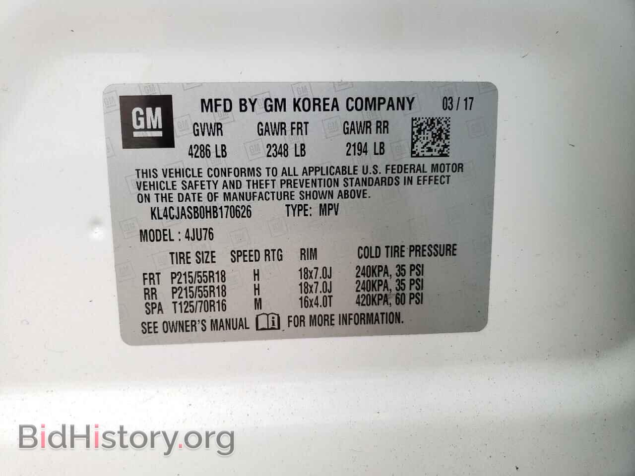 2017 BUICK ENCORE - VIN: KL4CJASB0HB170626 - Фото 10