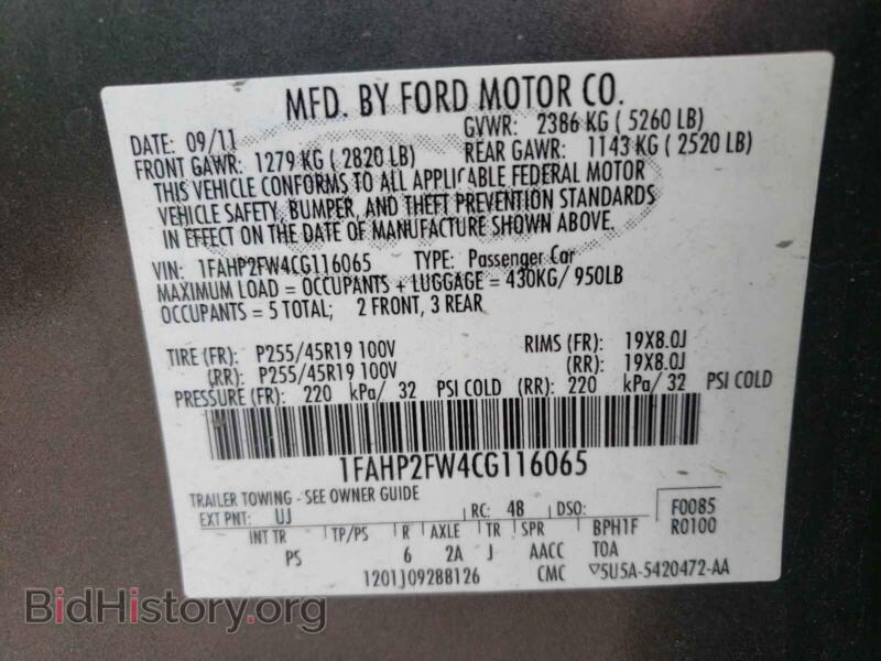 2012 Ford TAURUS (VIN 1FAHP2FW4CG116065) — photo 10 of 10