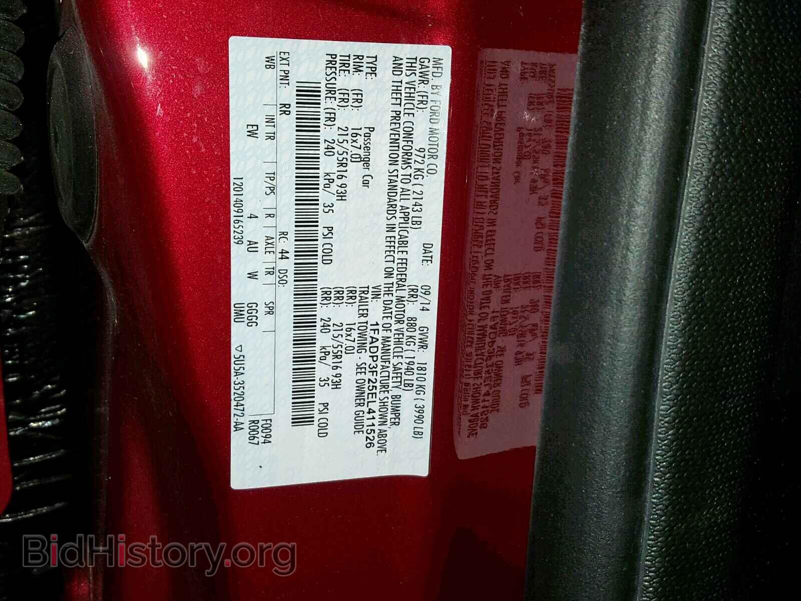 2014 FORD FOCUS - VIN: 1FADP3F25EL411526 - Фото 10