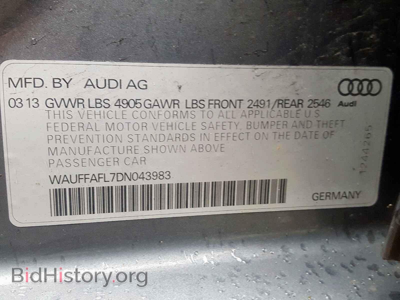 2013 AUDI A4 - VIN: WAUFFAFL7DN043983 - Фото 10