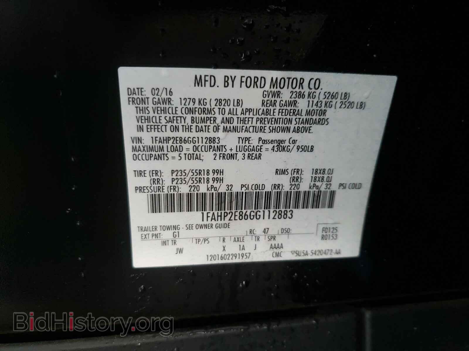 2016 FORD TAURUS - VIN: 1FAHP2E86GG112883 - Photo 10