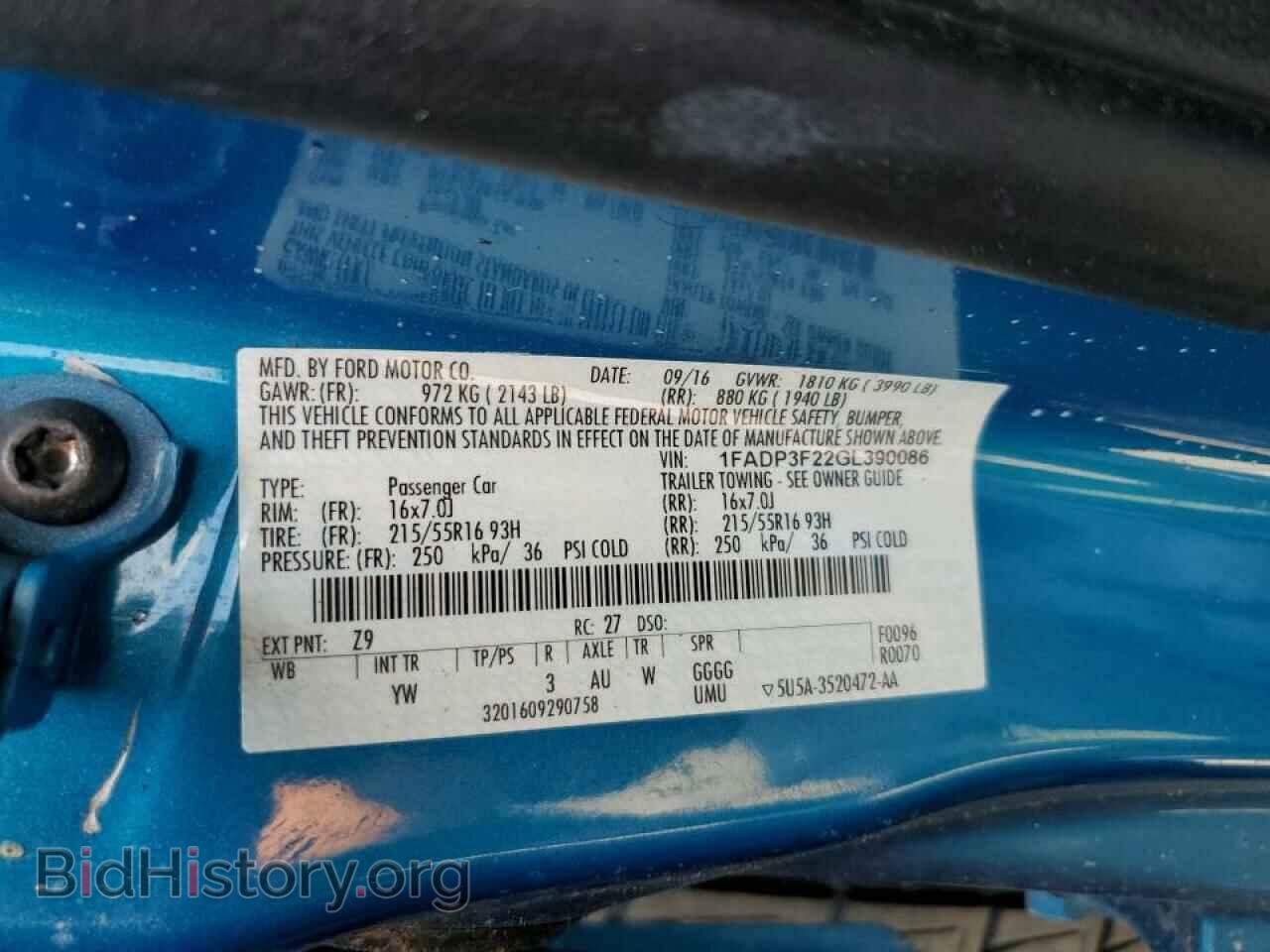 2016 FORD FOCUS - VIN: 1FADP3F22GL390086 - Фото 10