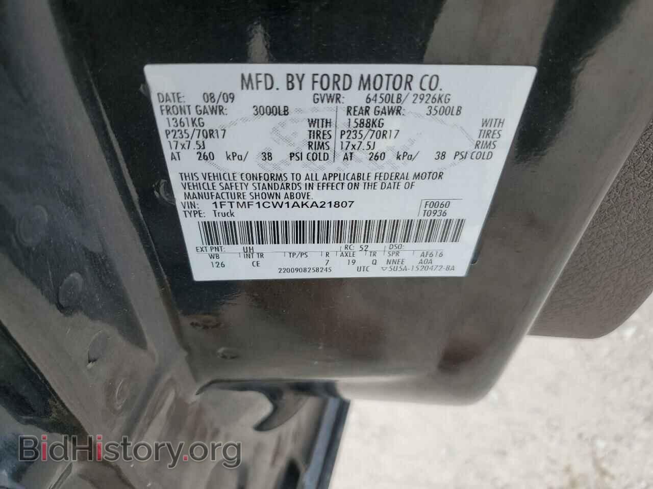 2010 FORD All Models - VIN: 1FTMF1CW1AKA21807 - Фото 12