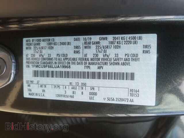 2020 FORD ESCAPE - VIN: 1FMCU9F66LUA19968 - Photo 10