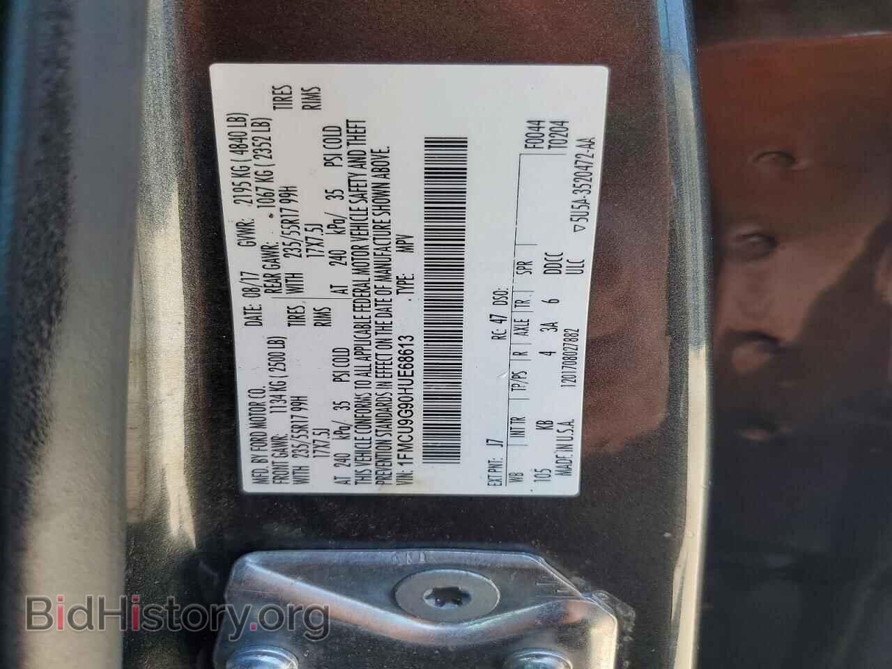 2017 FORD ESCAPE - VIN: 1FMCU9G90HUE68613 - Фото 13